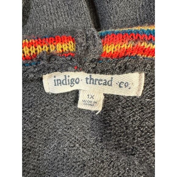 Indigo Thread Co. Boho Fringe Poncho Hoodie 1X - Picture 8 of 10